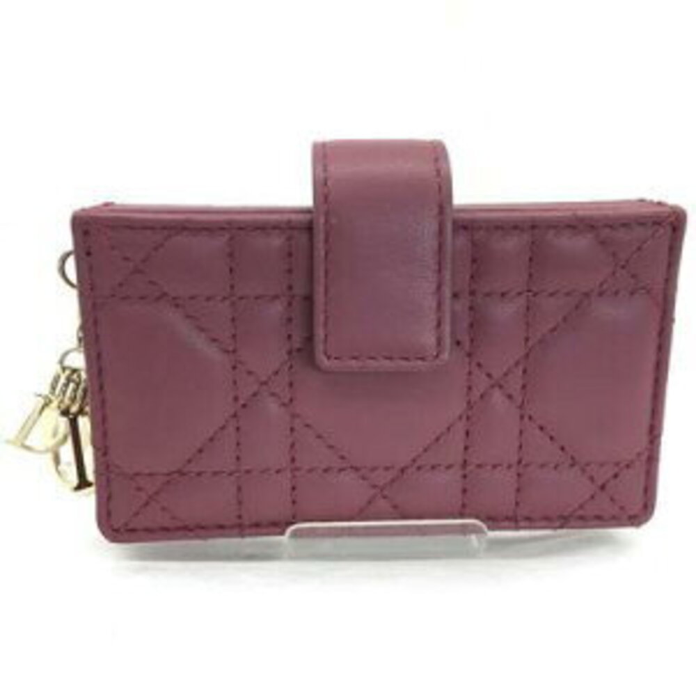 Dior Card Holder Case Leather Mallow Rose Pink Charm